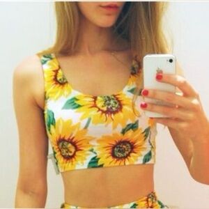NEW American Apparel sunflower print crop top Size S